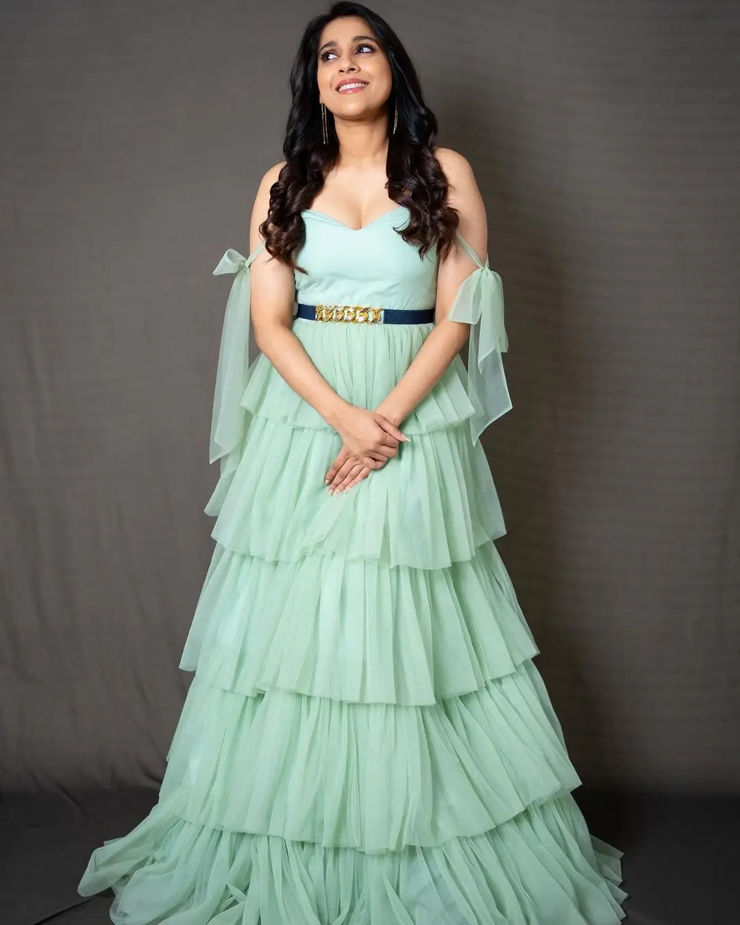 Rashmi Gautam In Sleeveless Green Gown